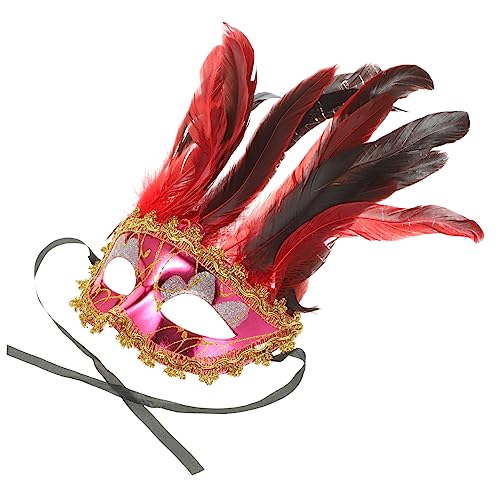 HONMEET Tanz-Performance-Maske venezianische Maskerade Venezianische Halbgesichtsmaske Partyzubehör halloween masken halloweenmaske Maskendekoration Maskerade-Maske für Frauen Plastik Rosy von HONMEET