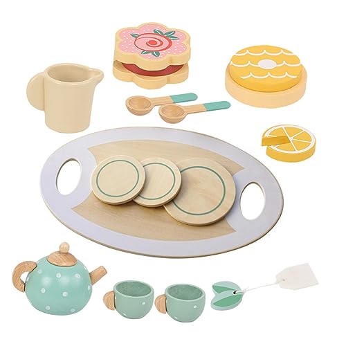 HONMEET Holzspielzeug Teeservice Kinder Teeservice Vintage Nachmittagstee Set Aus 1 Set Teeparty Spielzeug Rollenspiel Für Kinder Inkl Teetasse Und Zubehör von HONMEET