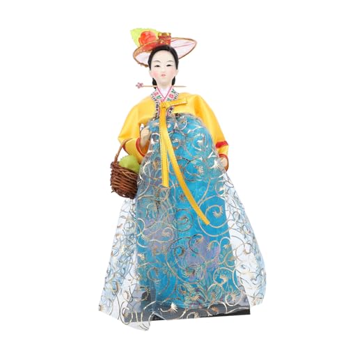 HONMEET handgefertigte Puppe Sammlerpuppen koreanische traditionelle Puppe Bücherregal-Statue Koreanisches Kunsthandwerk Koreanische Kulturpuppe Desktop-Puppendekor Heimdekoration Yellow von HONMEET