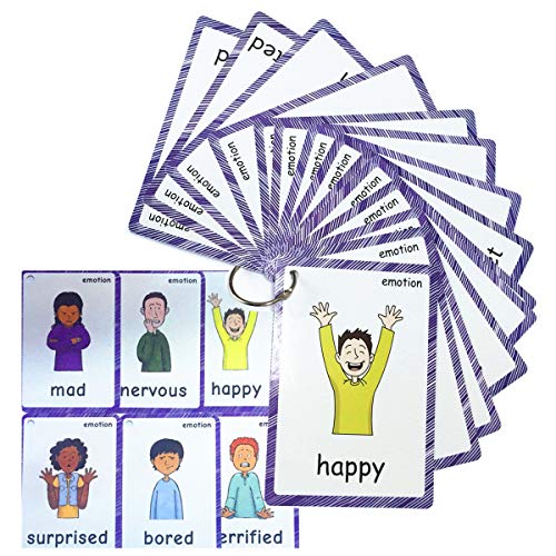 Gefühle und Emotionen Karteikarten für Kleinkinder | Autismus-Wortkarten für Kinder (Englische Karten) | Sprachtherapie-Materialien – 14 Stück von HONTOUSIP