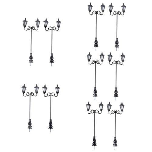 10 STK Mikro-Landschaftshof Mikrolandschaftsornament Lampenmodelle draussen Modellbau Straßenbeleuchtung Modellbau Zubehör Straßenlampen Lampenmodell Dekor Mini-Lampenmodell Black HOODANCOS von HOODANCOS