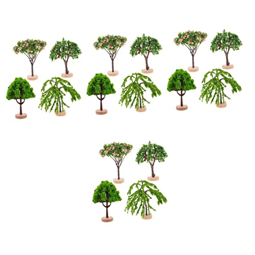 16 STK Simulierter Minibaum Modelleisenbahnbäume Mini-Sandtisch-Modell Kleiner Baumschmuck Artificial Tree kunstpflanze Bonsai Sandtisch-Zubehör Mini-Landschaftsdekor Plastik Green HOODANCOS von HOODANCOS