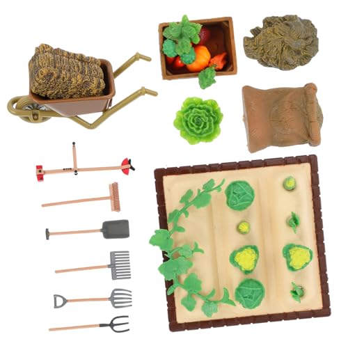 HOODANCOS 1 Satz Mini-Farm Tierfarm Mini-gemüsemodell Geländemodellbausatz Miniaturblätter Nutztiere Miniatururlaub Outdoor- Landwirtschaftliche Werkzeuge Mini-szenenschmuck Plastik von HOODANCOS