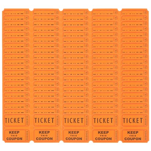 HOODANCOS 100 Stück Tombola-Tickets Vergnügungspark-Tickets Universal-Tickets Tickets Etikett Orange von HOODANCOS