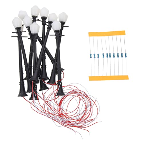 HOODANCOS 10St Modell Straßenlaterne Straßenlaternen-Modell Lampenmodell Dekor Verkehr Modellbau Straßenbeleuchtung Miniaturbeleuchtung für Modellbau Mini-Straßenlaterne zum Selbermachen Abs von HOODANCOS