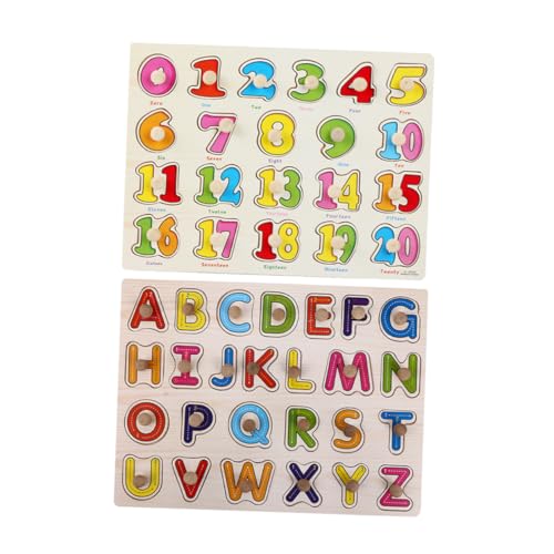 HOODANCOS 2 Set Holz-Alphabet-steckpuzzle Und Zahlen-Puzzle Für Kleinkinder, Montessori-lernpuzzle, Holz-Alphabet Und Zahlen-Puzzle, Vorschul-lernspielzeug von HOODANCOS