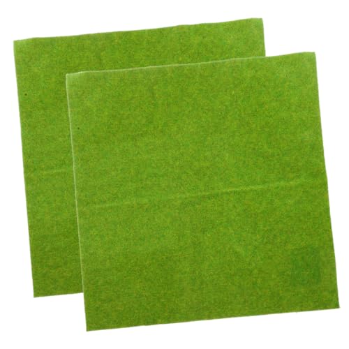 HOODANCOS 2 Stück Kunstrasen Gras Teppich mikrolandschaft Modellbau Gras Sandtisch Dekoration Garten-Dekoration Grasmatte Rasen für Sandtisch Zuschneidbare Matte für Sandtisch Plastik Green von HOODANCOS