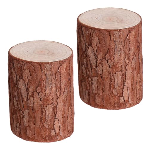 HOODANCOS 2St Dekoration aus Holzstapel-Requisiten Stumpfmodell Desktop-Dekor Stumpf Pflanzer Holzstumpf Dekoration Spielzeug lebensechtes Mini-Dekor Modellszene Stumpf Kiefernholz Brown von HOODANCOS