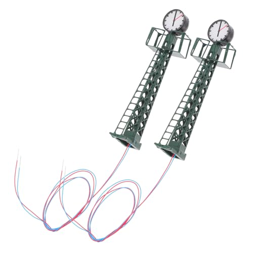 HOODANCOS 2st Zuggitterlichtmodell Dekoratives Modell Zug Straßenlaterne Miniaturmodell Mehrfarbiger Gürtel Track-Modell Modell Straßenlaterne Weste Diorama-Modell Gittermodell Abs Green von HOODANCOS