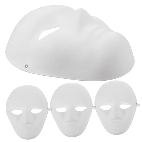 HOODANCOS 4 Stück Teiliges DIY Pulp Weiß Blanko Maske zum Bemalen für Halloween Karneval Kostümparty Bühnenaufführung Kreativität HOODANCOS 4 Stück Teiliges DIY Pulp Weiß Blanko Maske zum Bemalen für Halloween Karneval Kostümparty Bühnenaufführung Kreativität von HOODANCOS