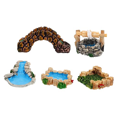 HOODANCOS 5st Antike Harzornamente Terrarienfiguren-bausatz Brücken-Miniatur-Ornament-Set Türdekoration Brückenteich Miniatur- Mini-brücke Miniaturbausatz Mini-leuchtturmfigur von HOODANCOS