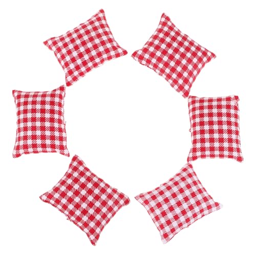 HOODANCOS 6 Stück Teiliges Miniatur Kissen für Puppenhaus Rote Karomuster Weiche Stoffkissen für Dekoration und Modellbau für Miniaturlandschaften und Puppenhauszubehör HOODANCOS 6 Stück Teiliges Miniatur Kissen für Puppenhaus Rote Karomuster Weiche Stoffkissen für Dekoration und Modellbau für Miniaturlandschaften und Puppenhauszubehör von HOODANCOS