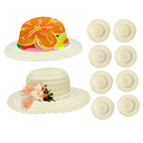 HOODANCOS 8 Stück Teiliges DIY Strohhut zum Bemalen Weiße Glatte Oberfläche Kreative Bastelidee für Mädchen Sonnenhut zum Selbstgestalten für Geburtstag Schule Party und HOODANCOS 8 Stück Teiliges DIY Strohhut zum Bemalen Weiße Glatte Oberfläche Kreative Bastelidee für Mädchen Sonnenhut zum Selbstgestalten für Geburtstag Schule Party und von HOODANCOS