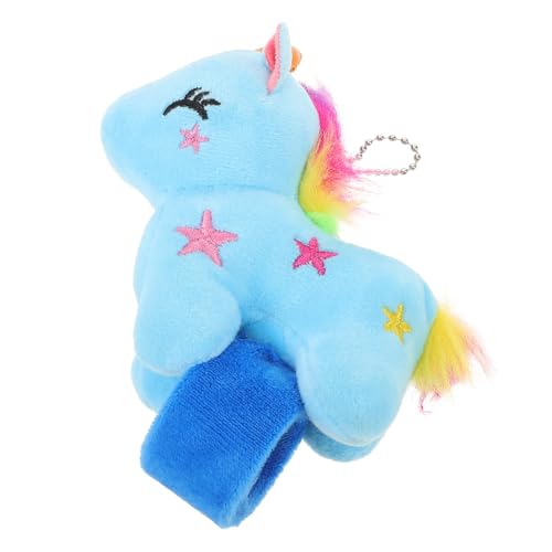 HOODANCOS Einhörner-Schlagarmband Blaues Einhorn-Armband Stofftier-Schlagarmband Für Kinder Plüsch-Einhorn-Schlagarmbänder Für Kinderpartygeschenke von HOODANCOS