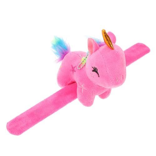 HOODANCOS Einhörner-Schlagarmband Rosiges Einhorn-Armband Stofftier-Schlagarmbänder Für Kinder Plüsch-Einhorn-Schlagarmband Für Kinderpartygeschenke von HOODANCOS