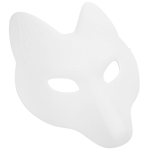 HOODANCOS Halloween-Fuchs-Maske Selbstgemachte Leere Papiermaske Japanisches Kabuki-Kitsune-Tier Unbemalt Bastelmaske Für Cosplay Maskerade Partys Kostümzubehör Weiß von HOODANCOS