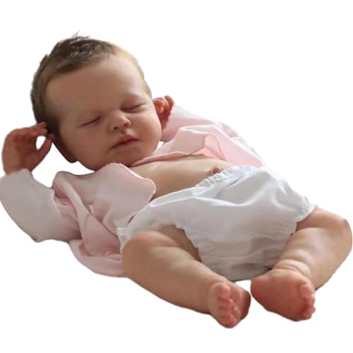 HOOLRZI 49 cm Handgezeichnete Neugeborene Babypuppe Handwaschbare Wiedergeburtsmädchen Babypuppe Mit Beweglichen Gliedmaßen Intime Begleitpuppe Für Kinder von HOOLRZI