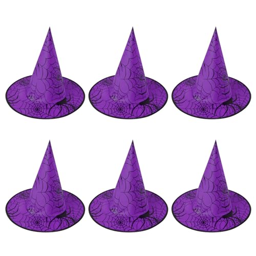 HOOLRZI 6 Stück Kostüm Party Hut Dekorationen Halloween Hut Kinder Erwachsene Maskeraden Dress Up Zauberer Hut Hexenhut von HOOLRZI