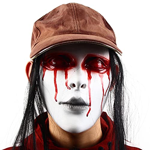 HOOLRZI Horror Perücke Grimasse Plasma Maske (ohne Hut) Halloween Horror Maskerade Festival Party Cosplay Voll Für Kopf Gesichtsbedeckung Halloween Cosplay Maske von HOOLRZI