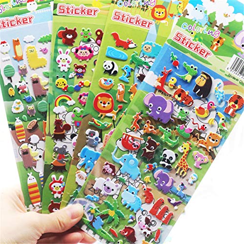 HOOLRZI Kinderaufkleber 4 Bögen 3D Massenaufkleber Für Mädchen Jungen Geburtstagsgeschenk Scrapbooking Lehrer Tiere Aufkleber Für Kleinkinder von HOOLRZI