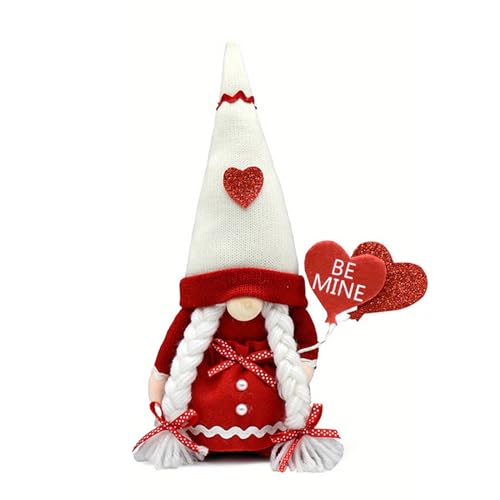 HOOLRZI Lovely Valentine's Day Knitted Heart Dolls with Heart Stylish Decorations Elves Figure Dolls Knitted von HOOLRZI