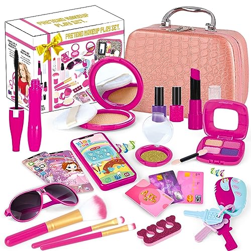 HOOLRZI Make Up Set Für Mädchen Vorgeben Make Up Set Handtasche Ab 3 Jahren Kleinkind Lernspielzeug Für Kleinkinder Baby Spielhaus Make Up Set Kosmetisches Spielzeug Für Kleinkinder von HOOLRZI