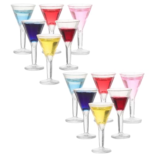 12st Falsches Cocktailglas Puppe Weinbecher Cocktailgläser Miniatur Weingläser Kleine Weingläser Miniatur-cocktailbecher Mikrobrille Deko Getränke Saft Glas Harz von HOOTNEE