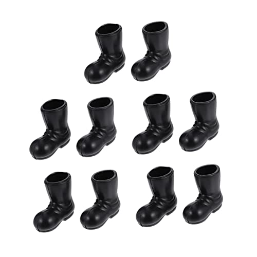 5 Paar Ministiefel Schwarze Schuhe Miniaturen Miniaturspielzeug Weihnachtsmannstiefel Zum Basteln Miniaturstiefel Zum Basteln Stiefel Weihnachtsschmuck Mini HOOTNEE von HOOTNEE