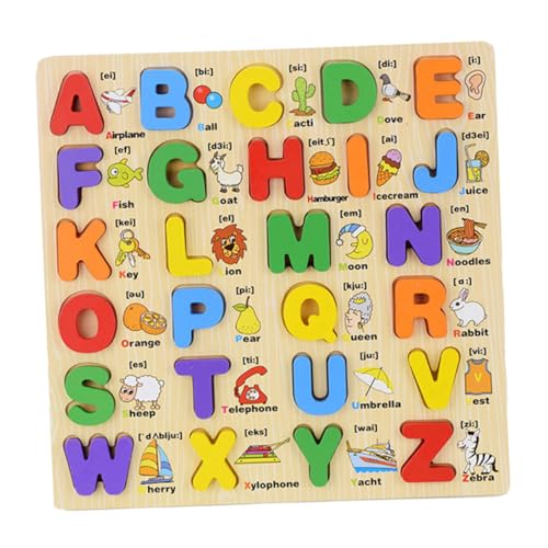 HOOTNEE 1 Satz 3D-Buchstaben-Rätsel Kinder Puzzle rätselbuch Kinder holzsteckpuzzel Shapes Puzzle puzzletisch Buchstabenrätsel holzbuchstaben rätsel dreidimensional Blöcke Bambus von HOOTNEE