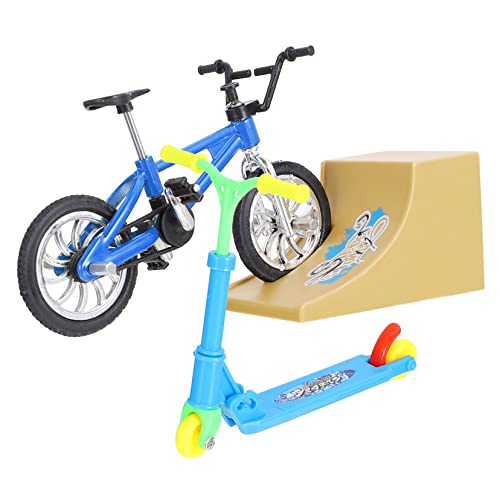 HOOTNEE 1 Satz Fingerrad Mini-Griffbrettspielzeug Fingerfahrräder Finger-Skateboard-Rampen Spielzeug für Kinder kinderspielzeug Finger Fahrradrampe Fingerbike mit Rampe Plastik Blue von HOOTNEE