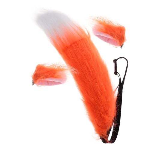 HOOTNEE 1 Satz Fuchsschwanz Fuchs-tierkostüme Fuchskostüm Für Damen Fuchs Kostüm Kopfbedeckung Fuchs-kostümzubehör Aus Kunstpelz Pelziger Kunstfell Orange von HOOTNEE