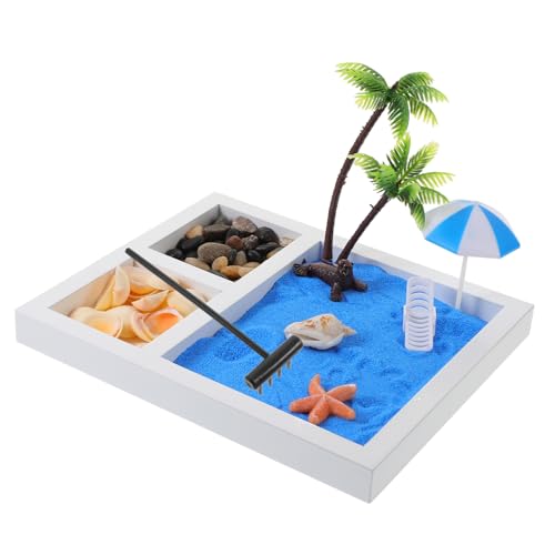 HOOTNEE 1 Satz Mini-Zen-Sandstrand für den Schreibtisch Mini-Zen-Garten für den Schreibtisch Miniatur-Ornament-Kits mikrolandschaft fleab Sandkasten-Dekor Hause Sandkasten schmücken Bambus von HOOTNEE