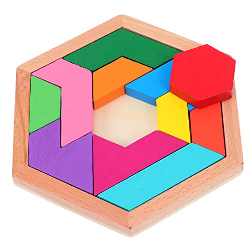 HOOTNEE 1 Satz Puzzle-bausteine Tangram-Puzzle Tangram-Form-Puzzle Tangram-rätsel Für Spielzeug Sechseck-Puzzle Lustiges Puzzle Rätsel Zum Frühen Lernen Colorful Hochwertiges Holz von HOOTNEE