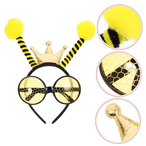 HOOTNEE 1 Set Bienengläser Set Kinderdekoration Bienen Partyzubehör Bienen Haarband Bienen Kostüm Requisite Kleinkind Bienengläser Bienen Party Ornamente Bienen Stirnbänder Für von HOOTNEE