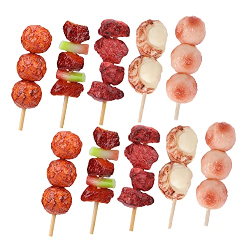 HOOTNEE 10Pcs Simulation Barbecue Spießküchen Desktop Küchendekoration Barbecue Spiel Kitchen Lebensmittelmodell Imitation Food Ornament Showcase Food Prop Grill Food Prop Food Toys von HOOTNEE