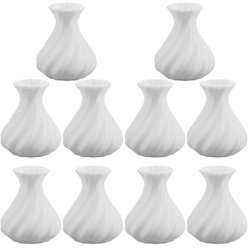 HOOTNEE 10St Puppenhausvase kleine vasen deko vasen Mikrolandschaft Deko Filigrane Vasen Realistische Miniaturen Mikro-Landschaftsvase Puppenvase Puppenhaus-Accessoire Plastik Weiß von HOOTNEE