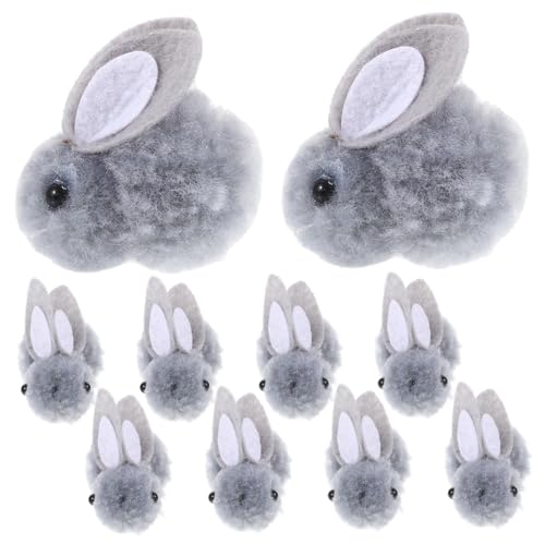 HOOTNEE 10st Plüsch Häschen Spielzeug Weicher Kleiner Hase Ausgestopft Kaninchen Kleine Hasenplüschpuppe Kuscheliger, Realistischer Hase Aus Plüsch Küken Kleidungsstückverzierung Grey von HOOTNEE