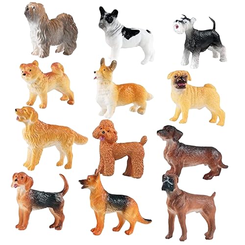 HOOTNEE 12 Stück Miniatur Hundefiguren Set Realistische Welpenornamente Aus Hochwertigem Ideal Für Hundeliebhaber Und Kreative Gestaltung Von Wohnräumen Und Garten von HOOTNEE