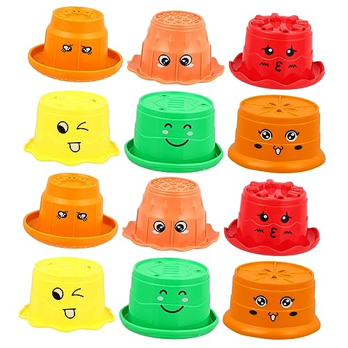 HOOTNEE 12pcs Plastic Stacking Cup Toy Pädagogisches Duschspielzeug Beach Bathroom Toy von HOOTNEE