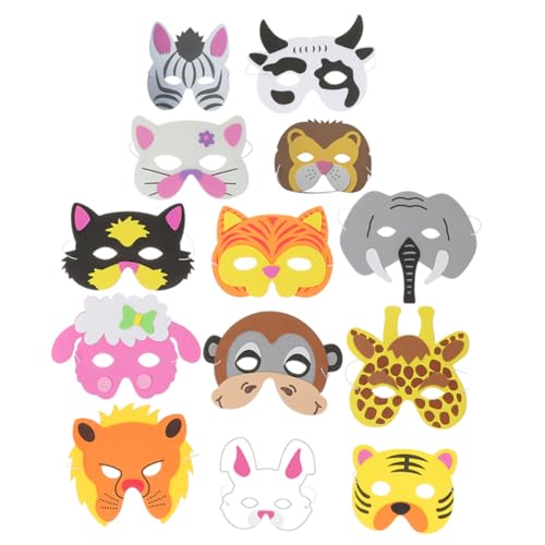 HOOTNEE Tier-party-maske 13-teiliges Tiermasken-set für Cosplay Halloween Karneval Unbemalt Tier-malmasken-set von HOOTNEE