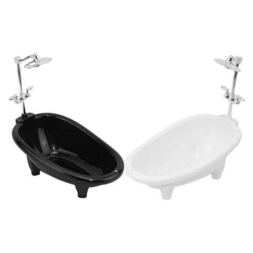 HOOTNEE 2 Stück Miniatur Puppenbadewanne Set Teilig Detailgetreues Realistisches Badezimmer Zubehör für Puppenhaus Weiße und Schwarze Mini Badewanne Dekoratives Möbel für Kinderzimmer und HOOTNEE 2 Stück Miniatur Puppenbadewanne Set Teilig Detailgetreues Realistisches Badezimmer Zubehör für Puppenhaus Weiße und Schwarze Mini Badewanne Dekoratives Möbel für Kinderzimmer und von HOOTNEE