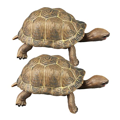 HOOTNEE 2 Stück Realistische Schildkröten Spielfiguren Landschildkrötenmodell Künstliche Meerestiere Kinder Spielzeug PVC Schildkrötenfiguren Für Bildung Und Dekoration von HOOTNEE