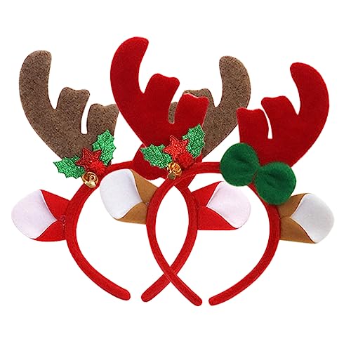 HOOTNEE Weihnachtskopfschmuck 2er Set Weihnachts Rentier Geweih Haarreifen Lustiger Kopfschmuck Für Und Erwachsene Karikatur Velours Rentier Antlers Kopfband Und Perfekt Für Weihnachten Und von HOOTNEE