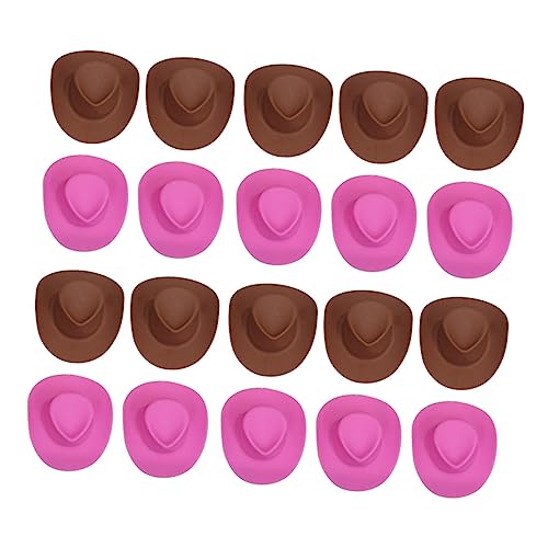 HOOTNEE 20St Mini-Cowboyhut Miniaturhut Cowgirl-Hut für rosafarbener Cowgirlhut Kleiner Hut Dummer Hut Sitz für kinderspielzeug Plastikhüte Hut für Minihauspuppe von HOOTNEE