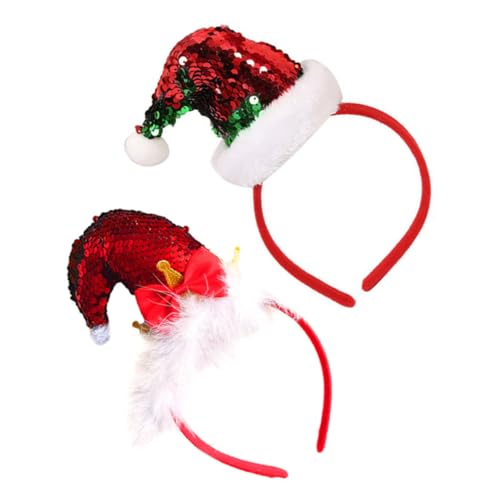 HOOTNEE 2St weihnachts haarspangen christmas headband Süßes Weihnachtsmütze-Stirnband Kopfbedeckung für die Weihnachtsfeier Haarreifen für Weihnachtsfeiern weihnachtliches Stirnband Stoff von HOOTNEE