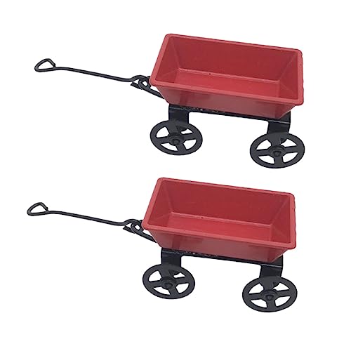 HOOTNEE 2pcs 1:12 Mini Pull Cart Eisenwagen Ornament Mini House Fairy Garden Ornament von HOOTNEE