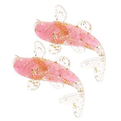 HOOTNEE 2st Kristall-koi-Fisch-Ornamente Astetische Raumdekoration Miniatur-fischfiguren Aquarium-Ornamente Koi-Fisch-Statue Tischfisch-dekor Kleine Figur Tank Karpfen Münze Rosa Harz-leim von HOOTNEE