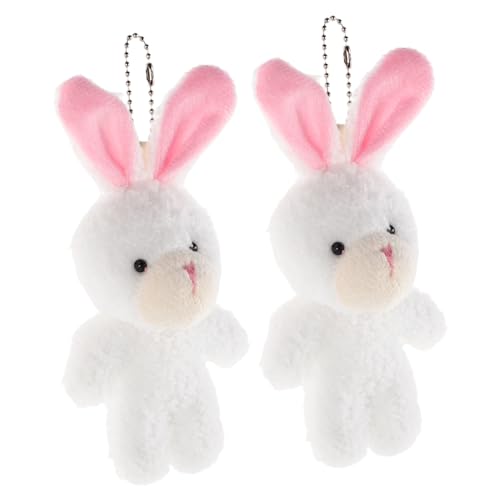 HOOTNEE 2st Puppenhauspuppe Taschenbär Rosa Stoffhase Valentinstag Partygeschenke Kuscheltiere Für Mädchen Beflockte Miniaturen Minibären Masse Weißer Bär Rosa Hase Fadenbär Kurzer Plüsch von HOOTNEE