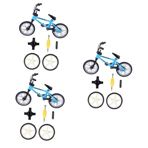 HOOTNEE 3 Sätze Fingerrad Miniatur-fingerspielzeug Simulationsrad Kleiner Fahrradmodellbausatz Miniaturfiguren Mini-fingerspielzeug Mini-fingerbike Minifiguren Blue Aluminiumlegierung von HOOTNEE