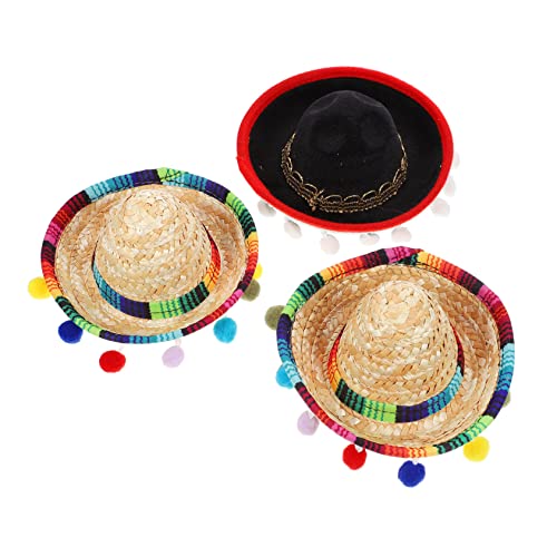 HOOTNEE Mini-sombrero-stirnband 3er-pack Mexikanischer Hut Kopfbedeckung Partygeschenke für Festivals und Mexikanische Themenveranstaltungen von HOOTNEE